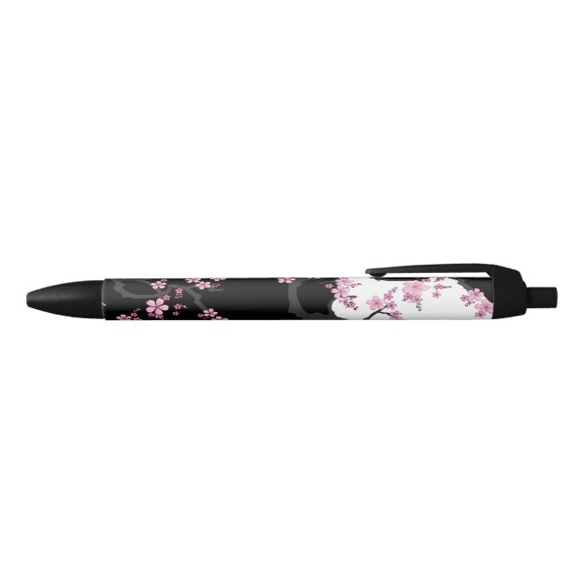 Caneta Preta Kimono Black e White Pink Sakura (parte de cima)