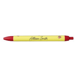 Caneta Preta Ladybug amarelo bonito