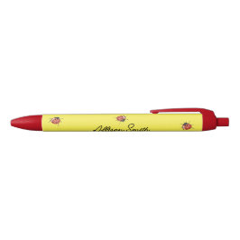 Caneta Preta Ladybug amarelo bonito