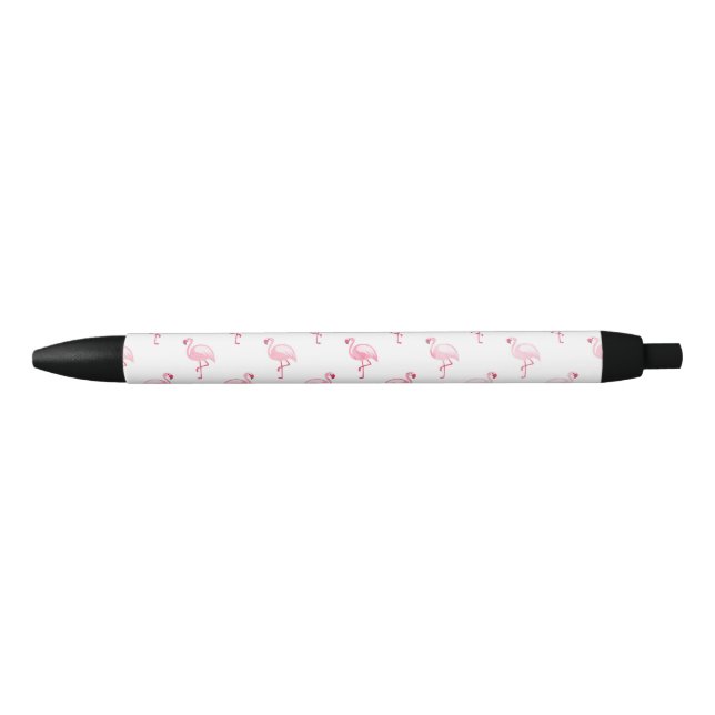 Caneta Preta Legal Pink Tropical Flamingo Patterno em Branco (Frente)