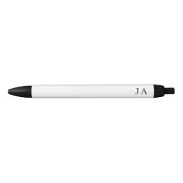 Caneta Preta Leitura de Monograma Branco Simples Clássico