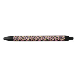 Caneta Preta Leopard Series Design 15 rosa e Dourada