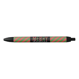 Caneta Preta Leopardo do Natal Moderno Imprime Greve Verde Verm