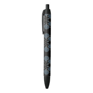 Caneta Preta Leque Azul Elegante