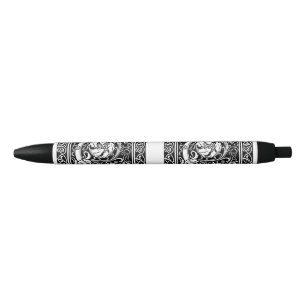 Caneta Preta Letra C Monograma Medieval Arte Nova