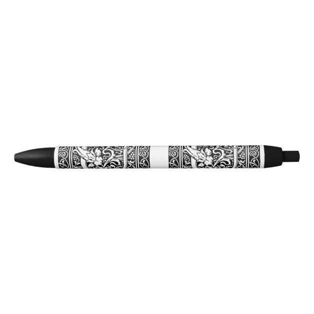 Caneta Preta Letra U Monograma Medieval Arte Nova (Frente)