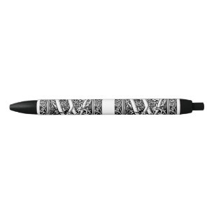 Caneta Preta Letra W Monograma Medieval Arte Nova