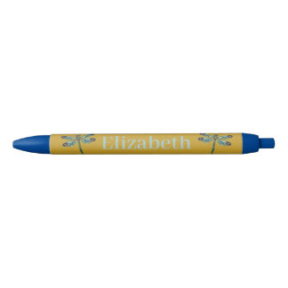 Caneta Preta Libélula Mística Nome Personalizado