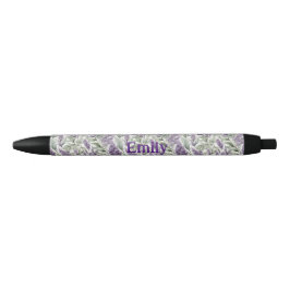 Caneta Preta Lilás e Sage elegante personalizado floral 