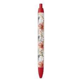 Caneta Preta Linda feminina Peach Blue e White Floral