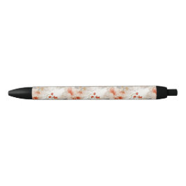 Caneta Preta Linda Feminina Pêssego Vermelho Branco Floral