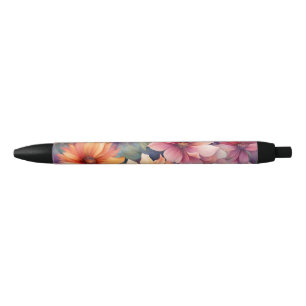 Caneta Preta Linda Floral