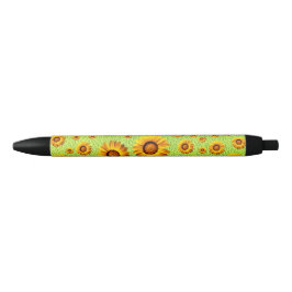 Caneta Preta Lindas flores amarelas em verde-abstrato
