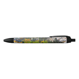 Caneta Preta Lindas Montanhas Snowy com Vermelho Azul Amarelo L