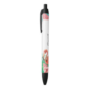 Caneta Preta Lindo Flamingo Rosa Tropical Melancia