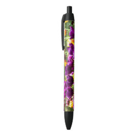 Caneta Preta Lindos tulipas roxos e amarelos