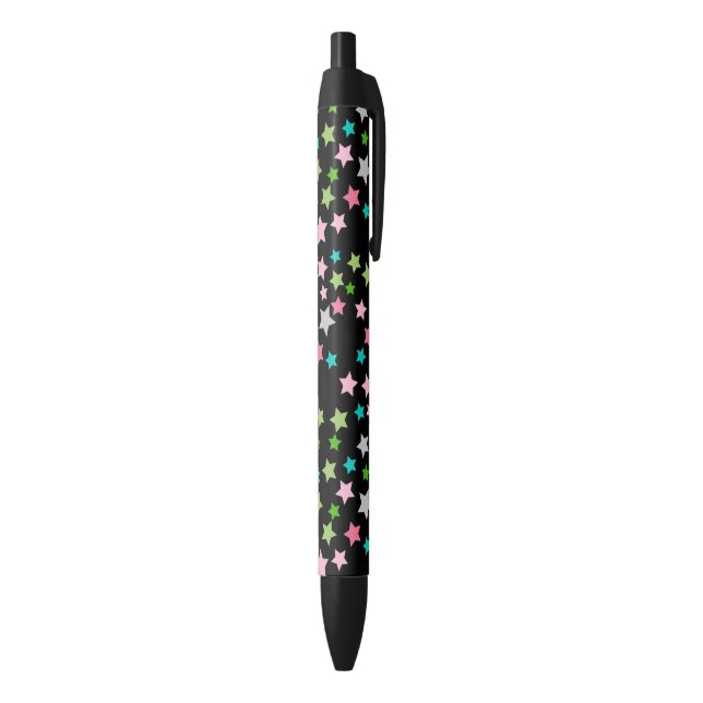 Caneta Preta Linhas Verticais Geométricas Arco-íris Rosa Verde (parte de inferior (Vertical))