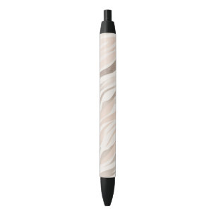 Caneta Preta Listra de Zebra Rosa Creme Impressão Animal