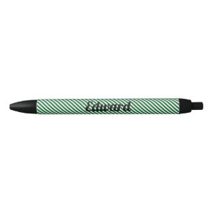 Caneta Preta Listra Verde Simples Nome Personalizado