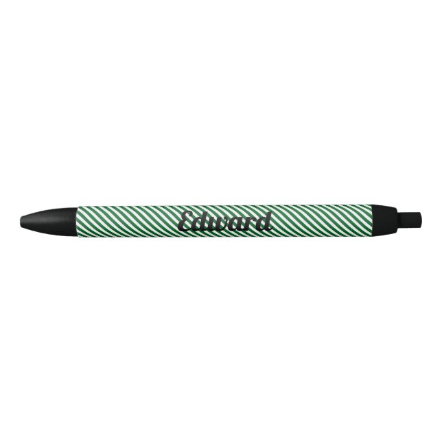 Caneta Preta Listra Verde Simples Nome Personalizado (Frente)