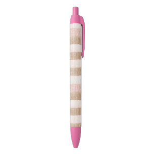 Caneta Preta Listras Bege Creme Rosa