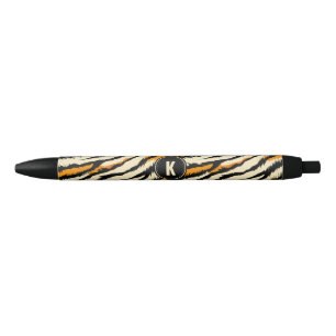 Caneta Preta Listras de Tigre Laranja Preto Monograma