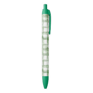 Caneta Preta Listras de Xadrez Verde Branco