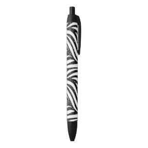 Caneta Preta Listras de Zebra Brilho Preto Impressão de Animais