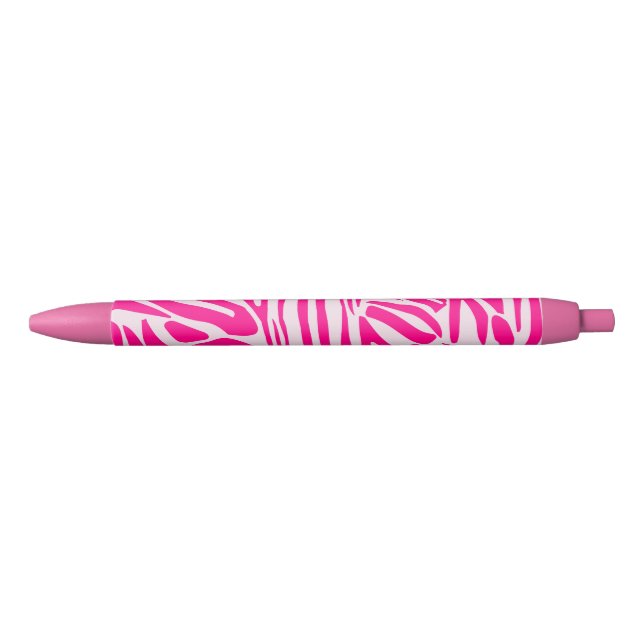 Caneta Preta Listras de zebra rosa (Frente)