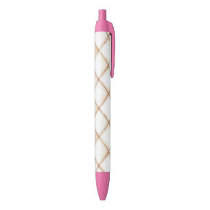 Caneta Preta Listras Quadrados Creme Ouro Branco