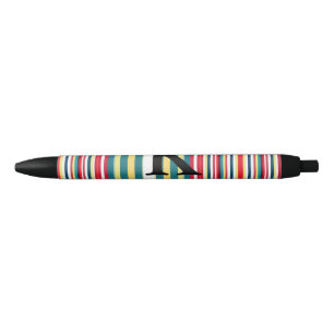 Caneta Preta Listras retrô coloridas adicionam letra inicial mo