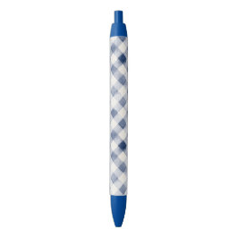 Caneta Preta Listras Xadrez Creme Azul