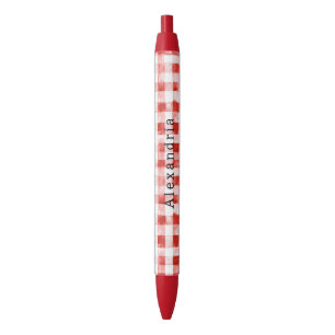 Caneta Preta Listras Xadrez Vermelho Branco
