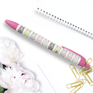 Caneta Preta Llamas Coloridas Personalizadas Fofo Retrô