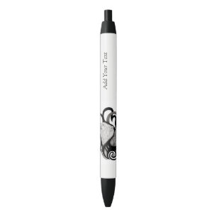 Caneta Preta Lobo Branco com Arte Tribal Raven