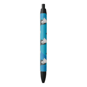 Caneta Preta Lobo Sombra em Azul