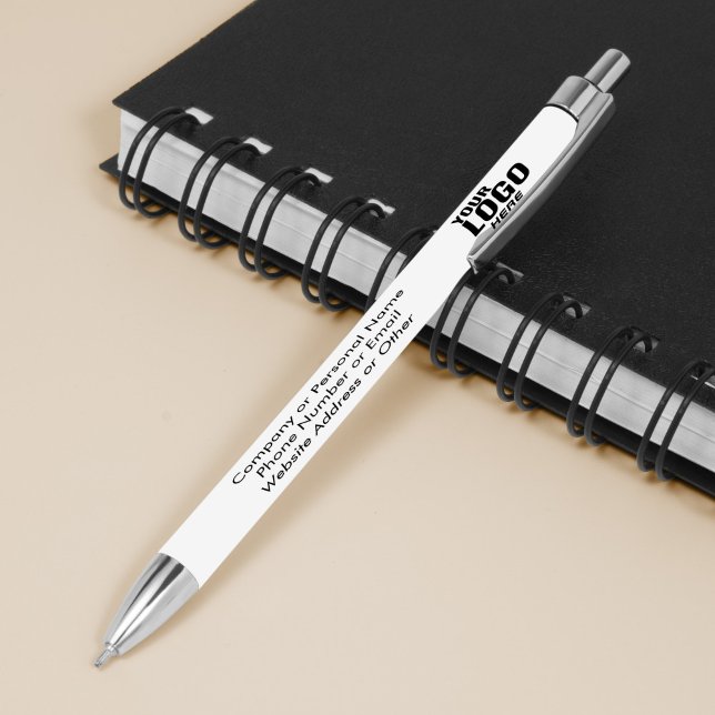 Caneta Preta Logotipo Básico de Negócios com 3 linhas de Texto  (Criador carregado)