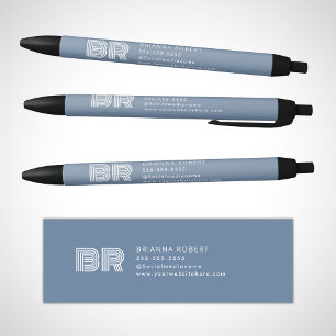 Caneta Preta Logotipo de Marca de Monograma Moderno Estiloso Pe