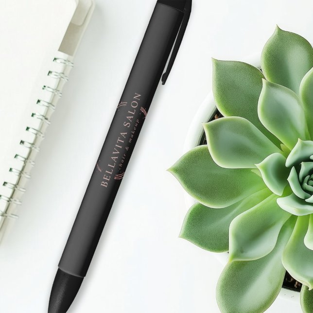 Caneta Preta Logotipo do Salão Rose Gold Circle (Criador carregado)