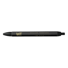 Caneta Preta Logotipo Dourado preto personalizado