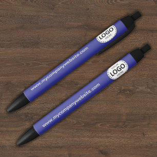 Caneta Preta Logotipo e texto personalizados da empresa azul