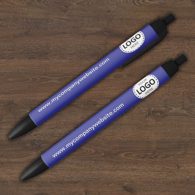 Caneta Preta Logotipo e texto personalizados da empresa azul (Criador carregado)