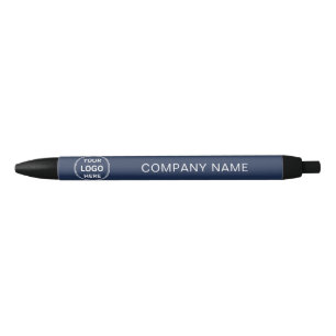 Caneta Preta Logotipo Empresarial Azul Marinho Personalizado