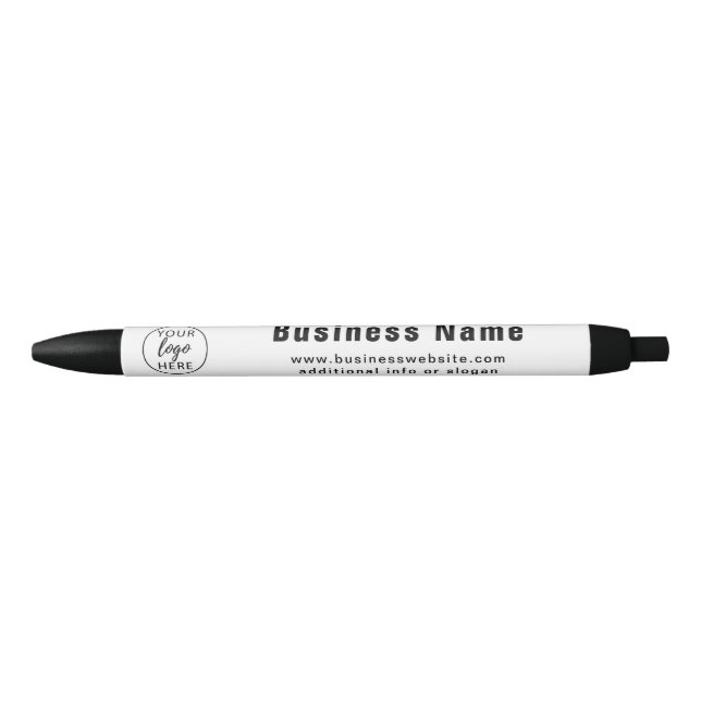 Caneta Preta Logotipo Empresarial Personalizado Simples (Frente)