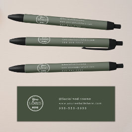 Caneta Preta Logotipo Minimalista Verde Floresta para Marca Pro