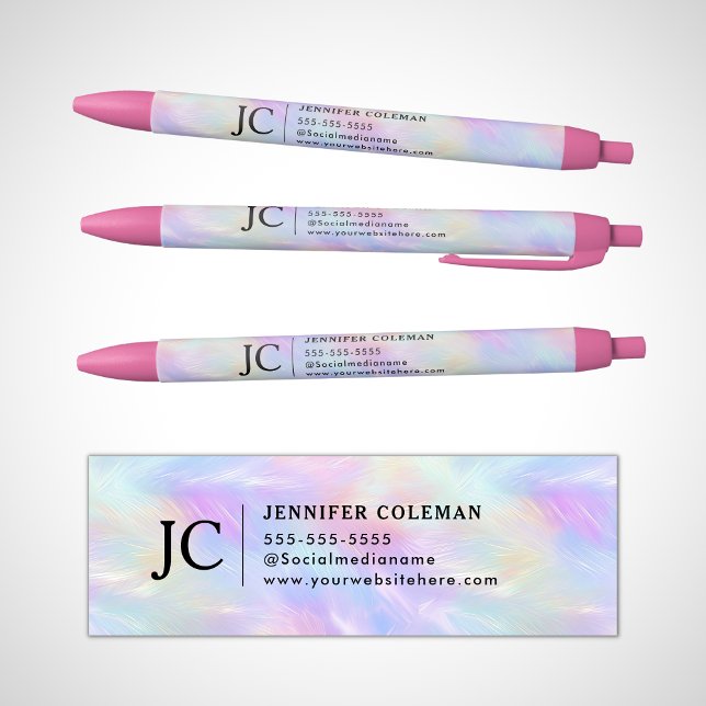 Caneta Preta Logotipo Monograma Elegante Opala Iridescente Prof (Criador carregado)
