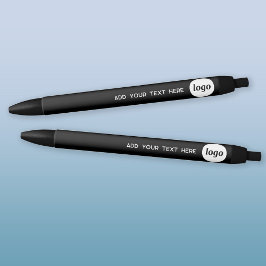 Caneta Preta Logotipo Simples Com Texto Empresarial