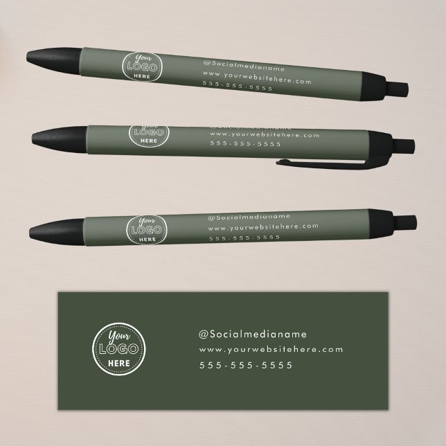 Caneta Preta Logotipo Verde Floresta Minimalista de Marca Profi (Criador carregado)