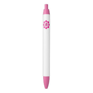 Caneta Preta Lótus rosa