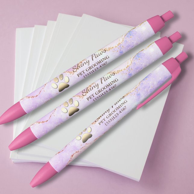 Caneta Preta Luxo Agata Brilho Cão Pata Pet Cabeleireiro (Criador carregado)